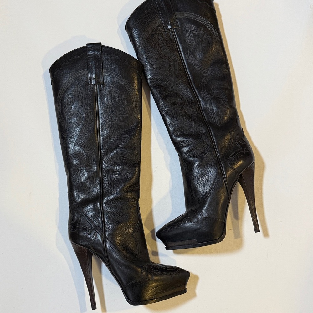 Lanvin Black Leather Heeled Boots